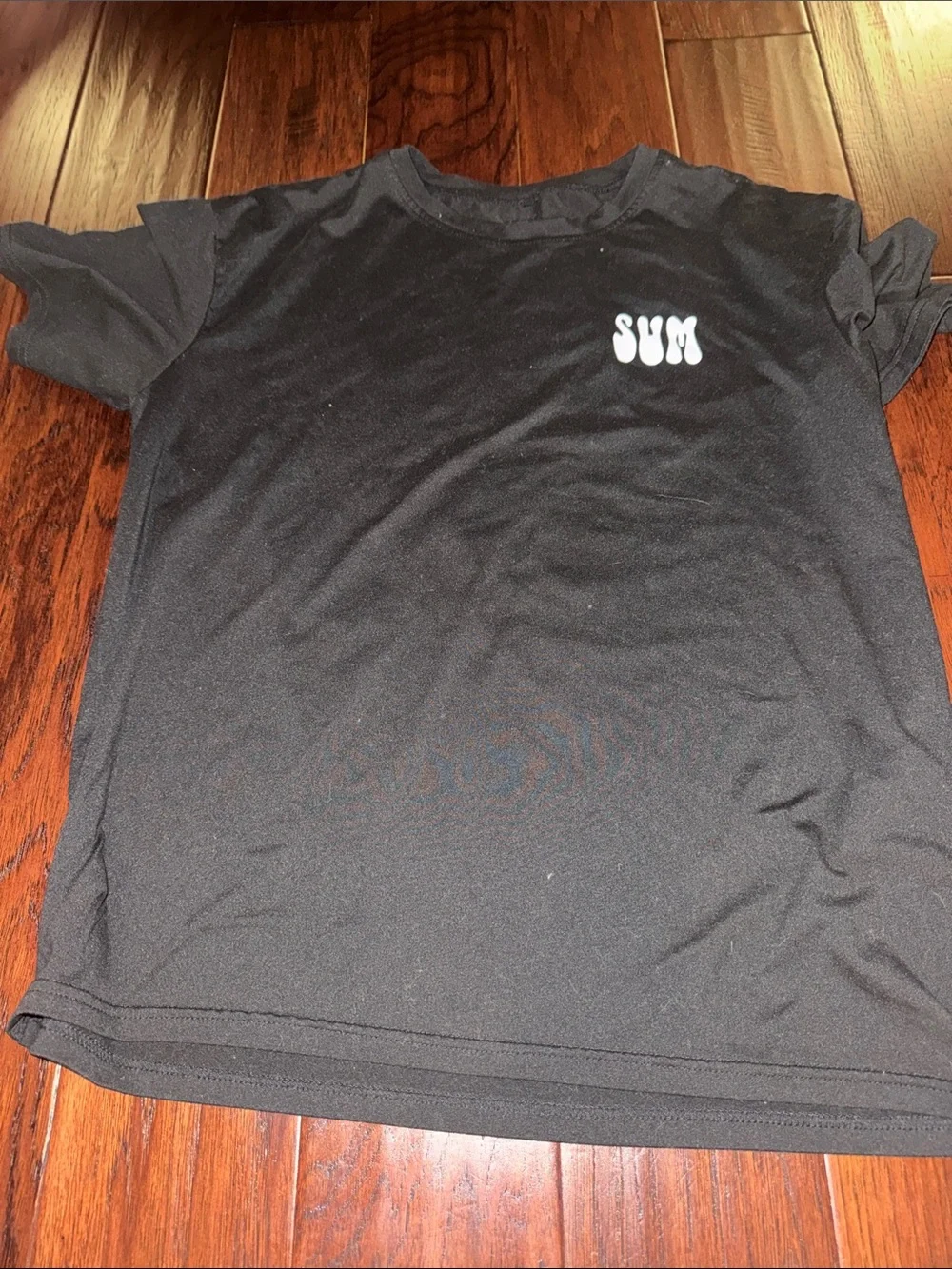 SHEIN Black Short Sleeve Kids Tee with White 'SUM' Graphic